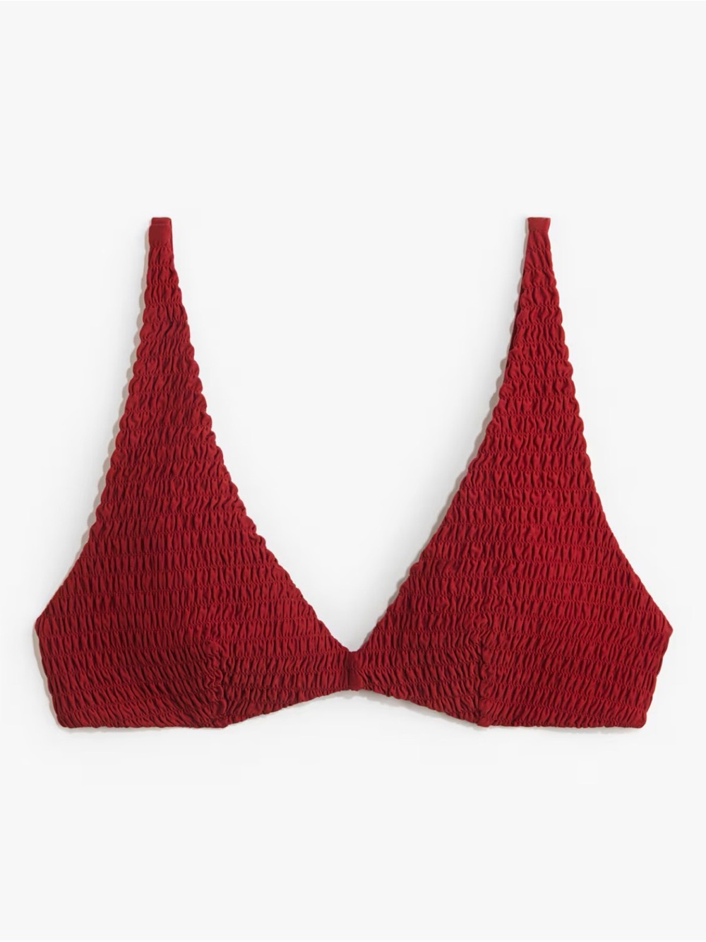 Red Smocked Triangle Bikini Set